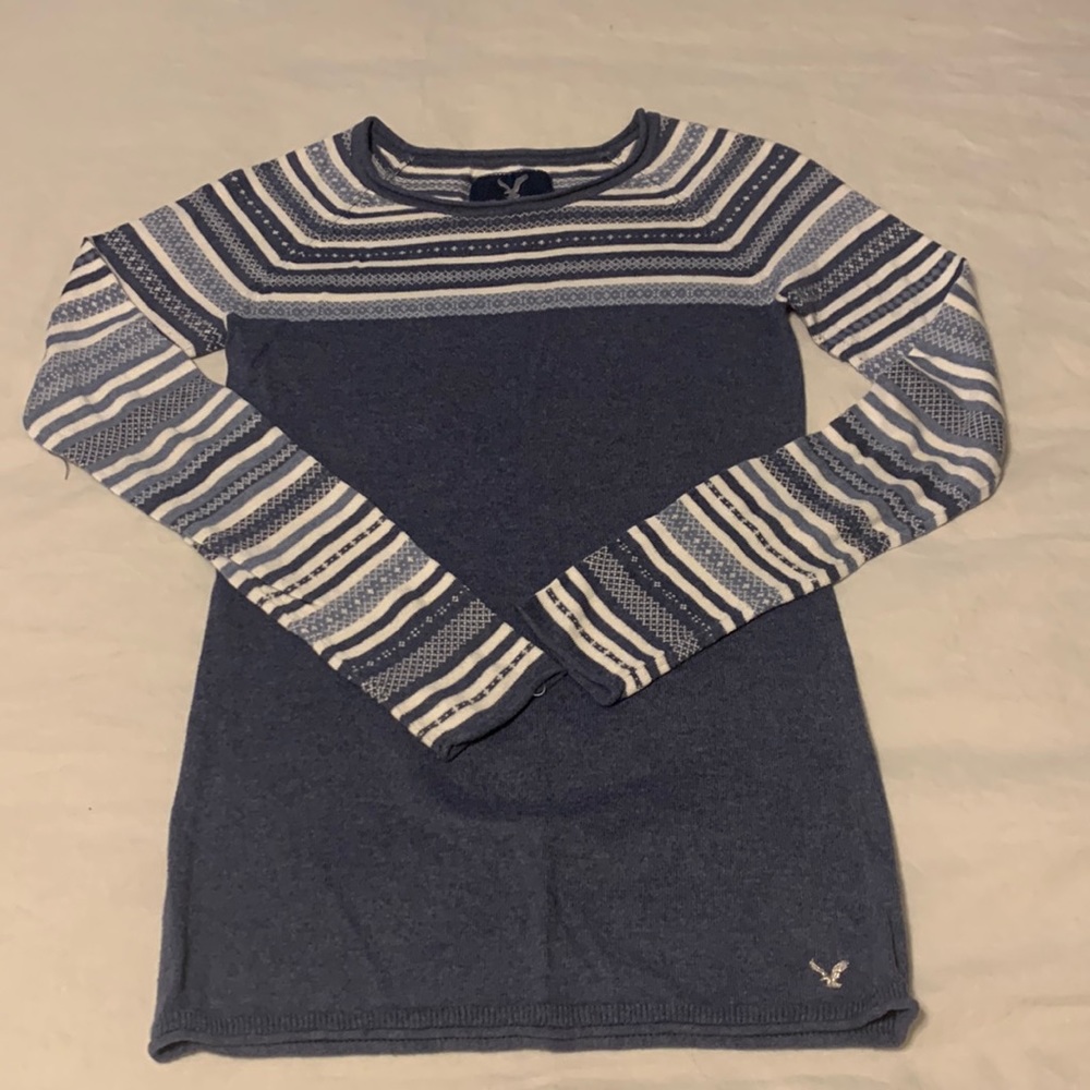 Blue Pattern Long Sleeve Shirt
